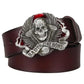 Genuine Leather belt metal buckle flame Skull belt bad bone belt