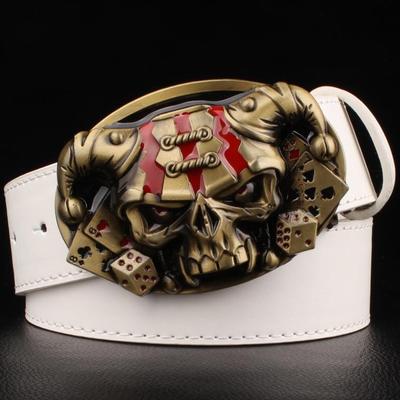 Joker Poker card metal buckle belts demon clown skull exaggerated style belt hip hop waistband