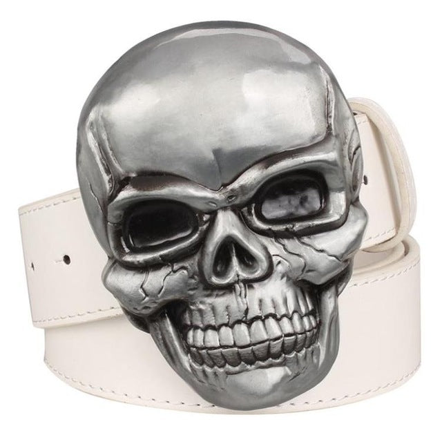 Goths wild style fashion men's belt big skull head metal buckle Smile skeleton