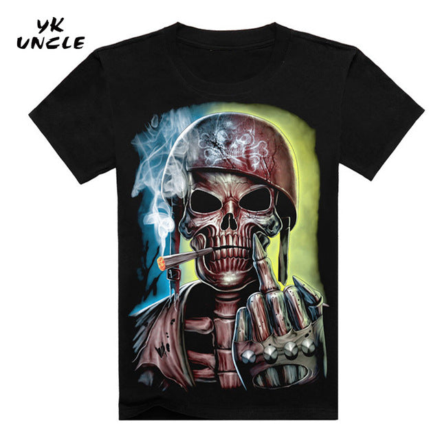 Hip Hop T shirt Men Tshirt T-shirt 3D Sickle Skulls Motorcycle Shackle