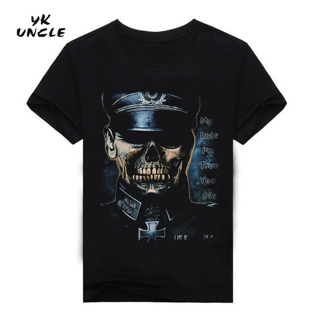 Hip Hop T shirt Men Tshirt T-shirt 3D Sickle Skulls Motorcycle Shackle
