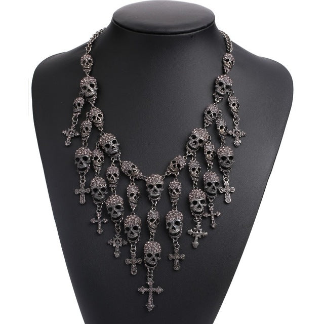 Vintage Skull Heads necklace crystal skeleton necklace fashion necklaces & pendants skull