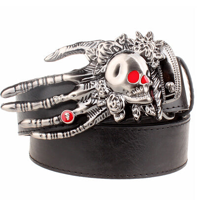 Men Punk Belt metal rock Belt Skull devil Ghost claw Belt buckle