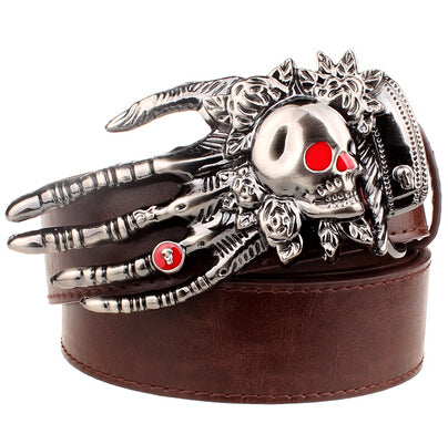 Men Punk Belt metal rock Belt Skull devil Ghost claw Belt buckle