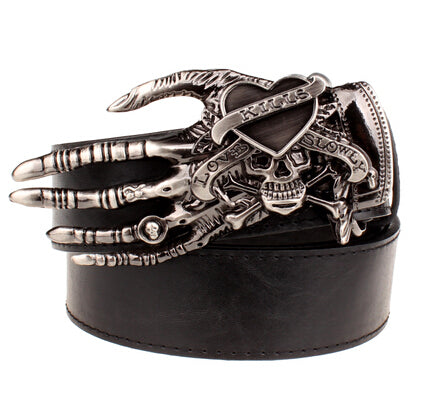 Men Punk Belt metal rock Belt Skull devil Ghost claw Belt buckle