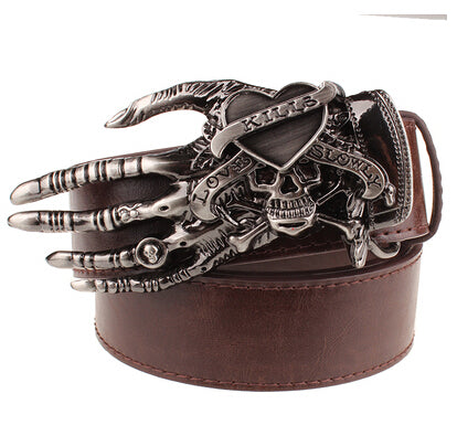 Men Punk Belt metal rock Belt Skull devil Ghost claw Belt buckle