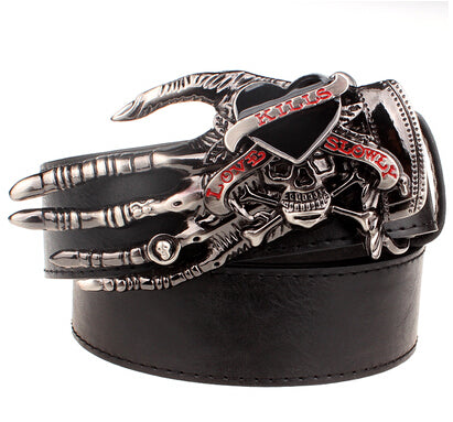 Men Punk Belt metal rock Belt Skull devil Ghost claw Belt buckle