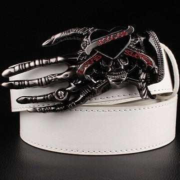 Men Punk Belt metal rock Belt Skull devil Ghost claw Belt buckle