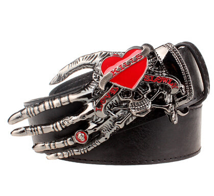 Men Punk Belt metal rock Belt Skull devil Ghost claw Belt buckle