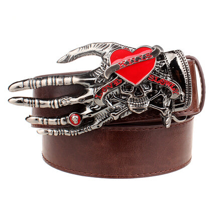 Men Punk Belt metal rock Belt Skull devil Ghost claw Belt buckle