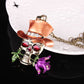 Long Chain New Gothic Antique Necklace Everyday Jewelry Gift Skull Rose Flower