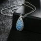 New Fashion Glowing Stone Locket Necklace Jewelry Silver Hollow Water Drop Glowing Pendant Silver