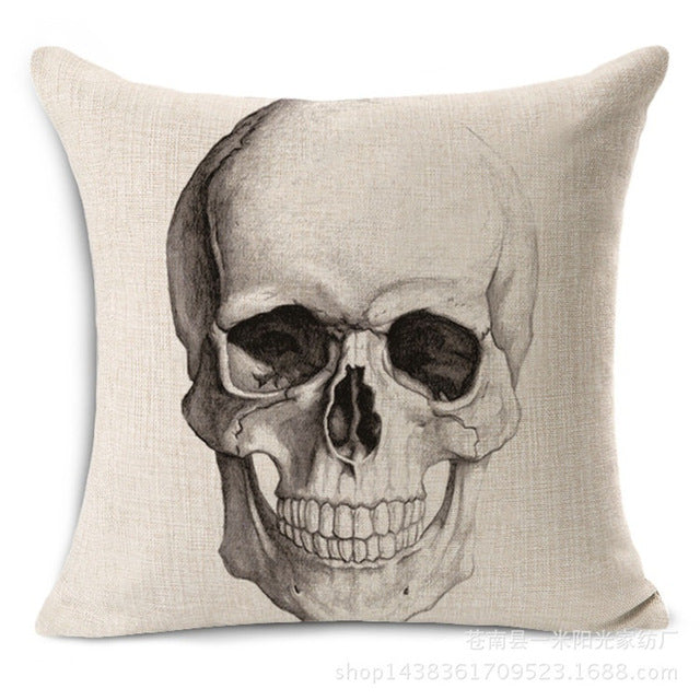 Skull Cotton Linen Square Pillow Cases Sofa Car Throw pillow Cushion Cover Textile products Cotton