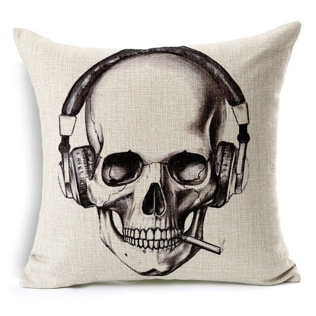 Skull Cotton Linen Square Pillow Cases Sofa Car Throw pillow Cushion Cover Textile products Cotton