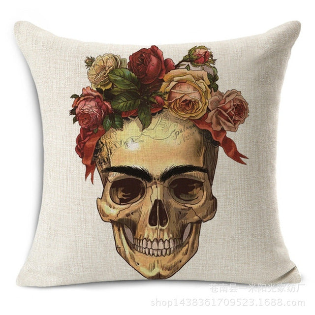 Skull Cotton Linen Square Pillow Cases Sofa Car Throw pillow Cushion Cover Textile products Cotton