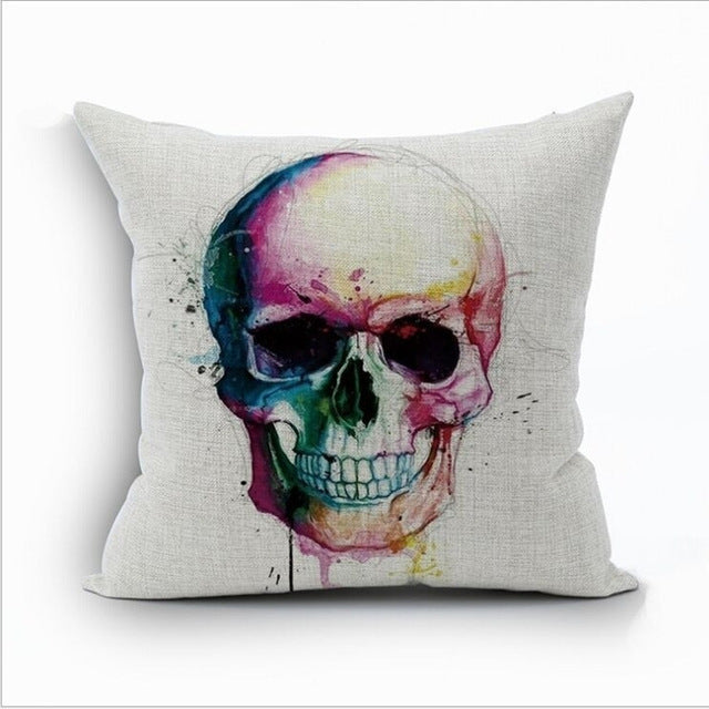 Skull Cotton Linen Square Pillow Cases Sofa Car Throw pillow Cushion Cover Textile products Cotton