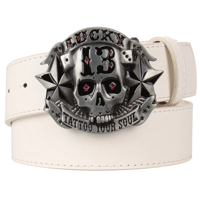 Cool men's belt skull pirate lucky 13 tattoo your soul hip hop style punk belt