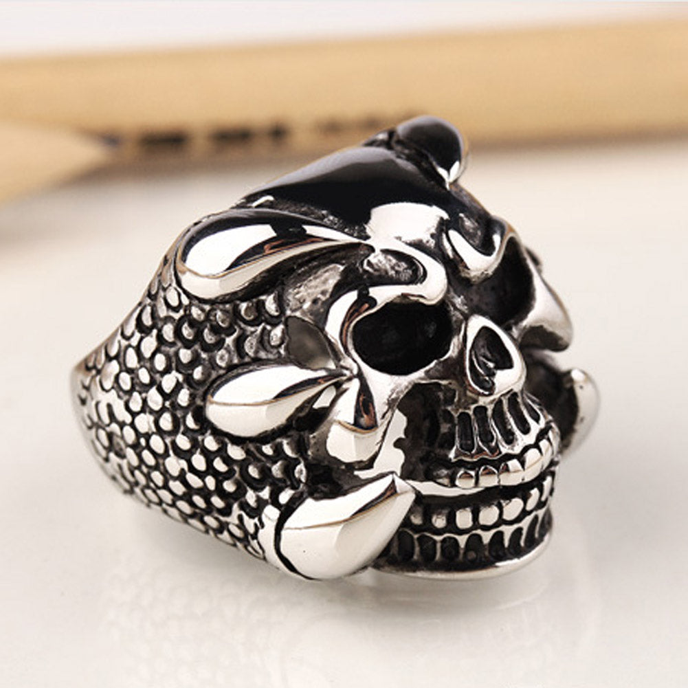 New Punk Rock Mens Biker Rings Vintage Gothic Skeleton Jewelry Antique Silver Dragon Claw