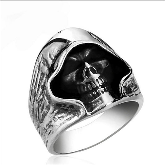 Tough guy punk style Retro grim Reaper skull rings high quality
