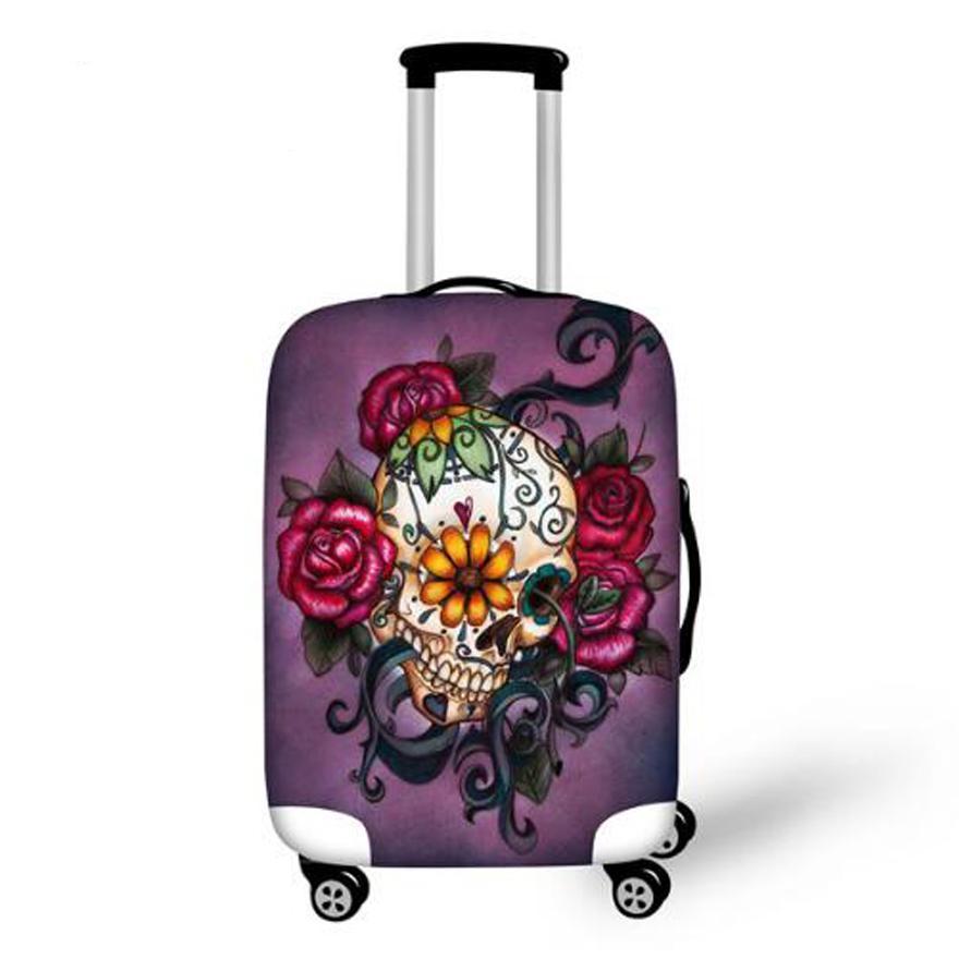 Travel Luggage Protective Cover,Skull Dust Covers to 18-28 inch Case Elastic Waterproof Suitcase Cover