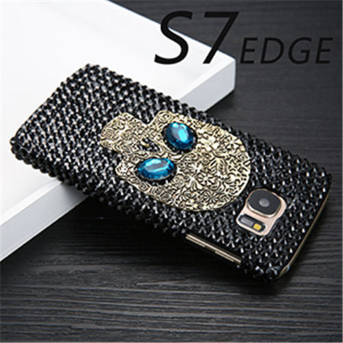 Handmade Diamond Metal saphire eye Skull back Cover phone case