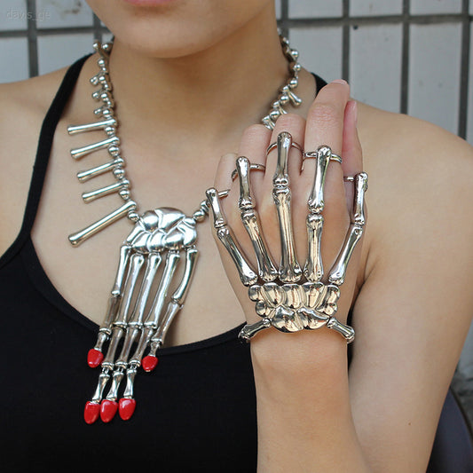 Unique Fashion Style Halloween Hand Skull Skeleton Elastic Bracelet