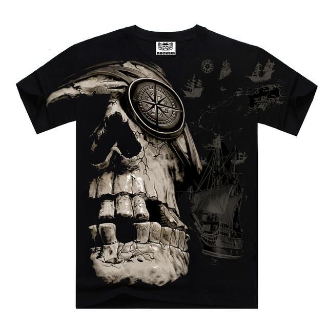 Men's T shirt Skeleton t shirts for Men Skull Design full print black t shirt men brand clothing