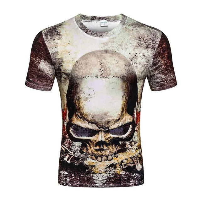 New casual tops tee harajuku summer 3d t shirts hip hop graphic print flower skull t-shirt 3d