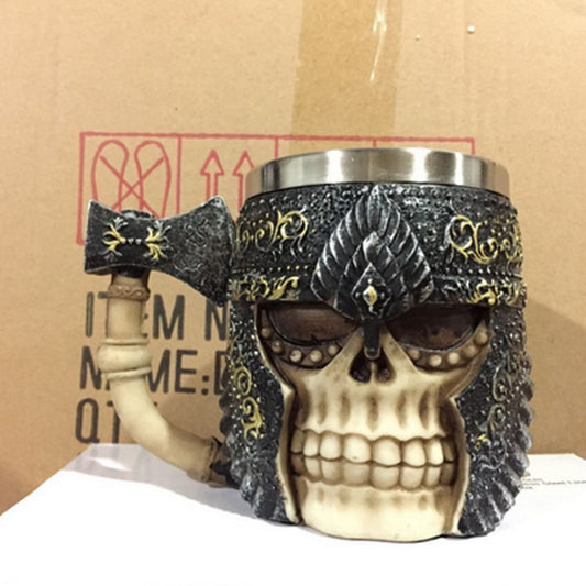 Skull Tankard Mug Viking Skull Horned Helmet Tankard Skull Warrior Tankard Gothic Drinking