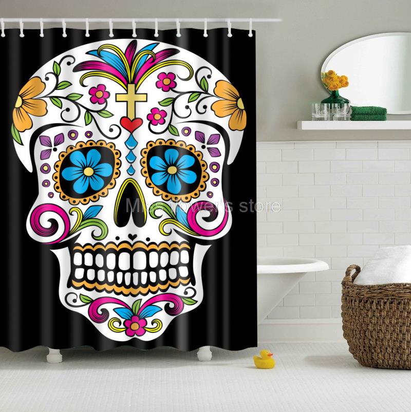 Skeleton Skull Totem Design Custom Shower Curtain Bathroom Waterproof