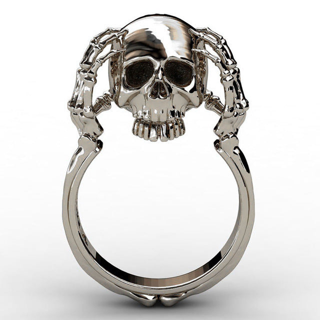 Hell Death Gold Skull Ring Man Never Fade Punk Biker High Quality SKull Claw Ring