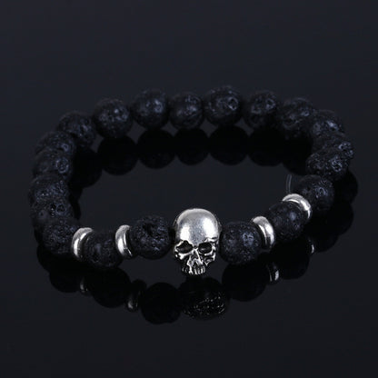 Natural Stone Skull Bracelets For Women Lava Stone Beads Stone Men Bracelet