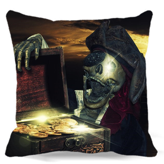 Skull wrapped around spider web of Square soft Cushion Cover For Sofa Bed car home Decorative