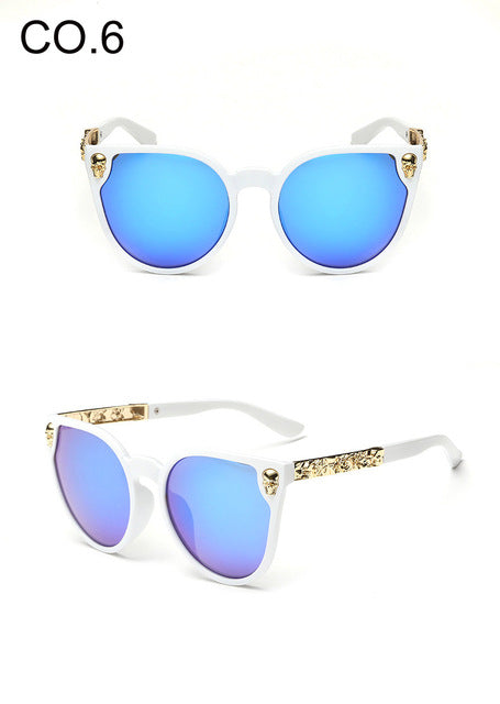 Black Sunglasses Women Brand Designer Skull Sun Glasses Ladies Retro White Frame