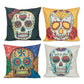 Flower Punk Style Mexico Skull Cotton Linen Cushion Cover Chair Seat