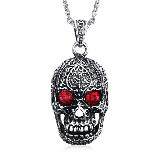 Vnox Punk Men Necklace Pendant Stainless Steel Gothic Skull Hallowmas Party Jewelry 24" Cable Chain
