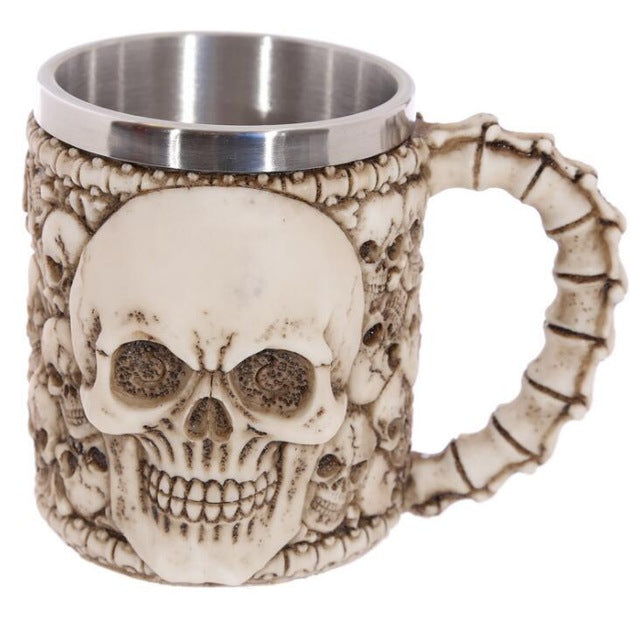 Double Wall Stainless Steel 3D Skull Cup Coffee Skull Knight Tankard Dragon