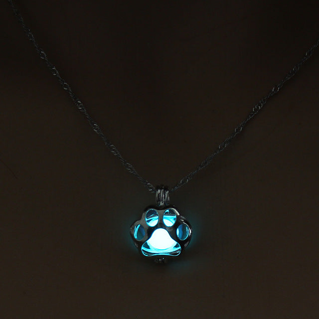 KogMaw Glow in the Dark necklace LOL KogMaw Dog Paw silver Chain Jewelry