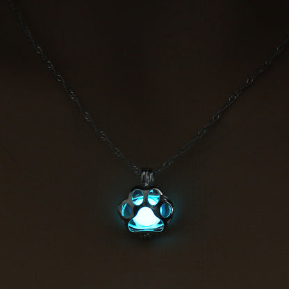 KogMaw Glow in the Dark necklace LOL KogMaw Dog Paw silver Chain Jewelry