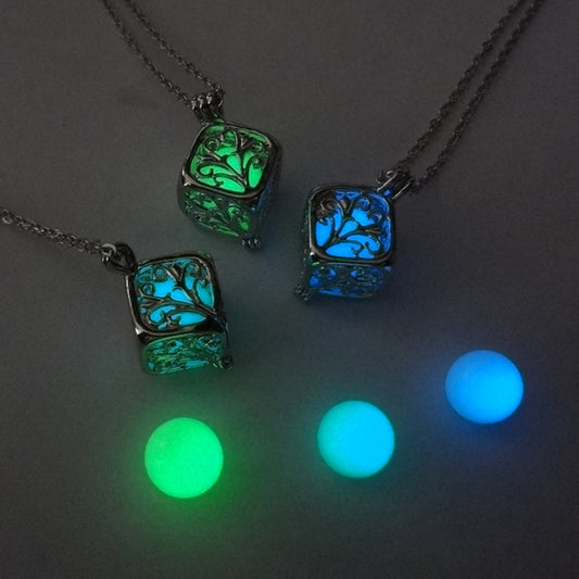 Tree Of Life Dark Luminous Necklaces Silver Color Chain Glowing in Dark Pendant Necklaces