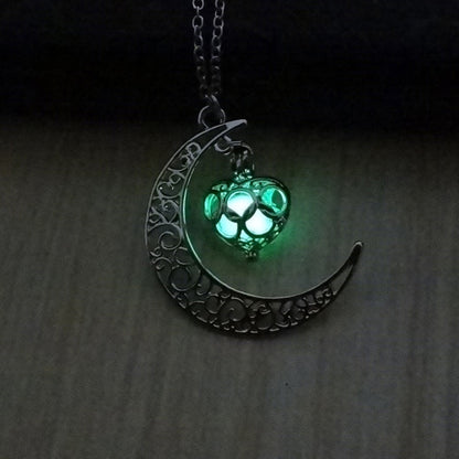 Glowing In The Dark Pendant Necklaces Silver Plated Chain