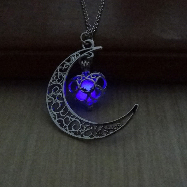 Glowing In The Dark Pendant Necklaces Silver Plated Chain