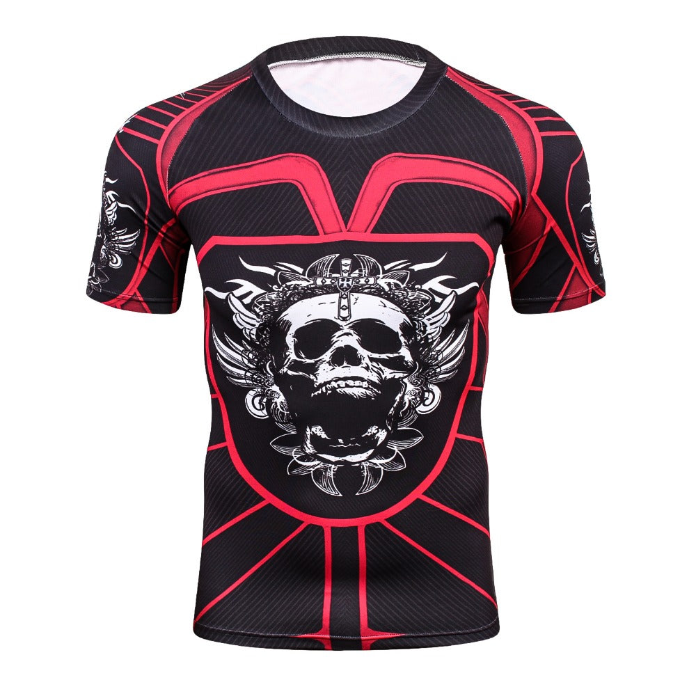 Fitness MMA Compression Shirt Men Anime Bodybuilding Short Cool skull 3D Printed