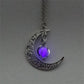 Glow In the Dark Jewelry Silver Plated with Crescent Shaped Loket Pendant