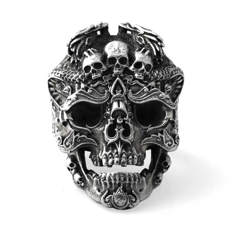 Sterling Silver Skull open rings for man  Vintage  fashion jewelry gift for your boyfriend