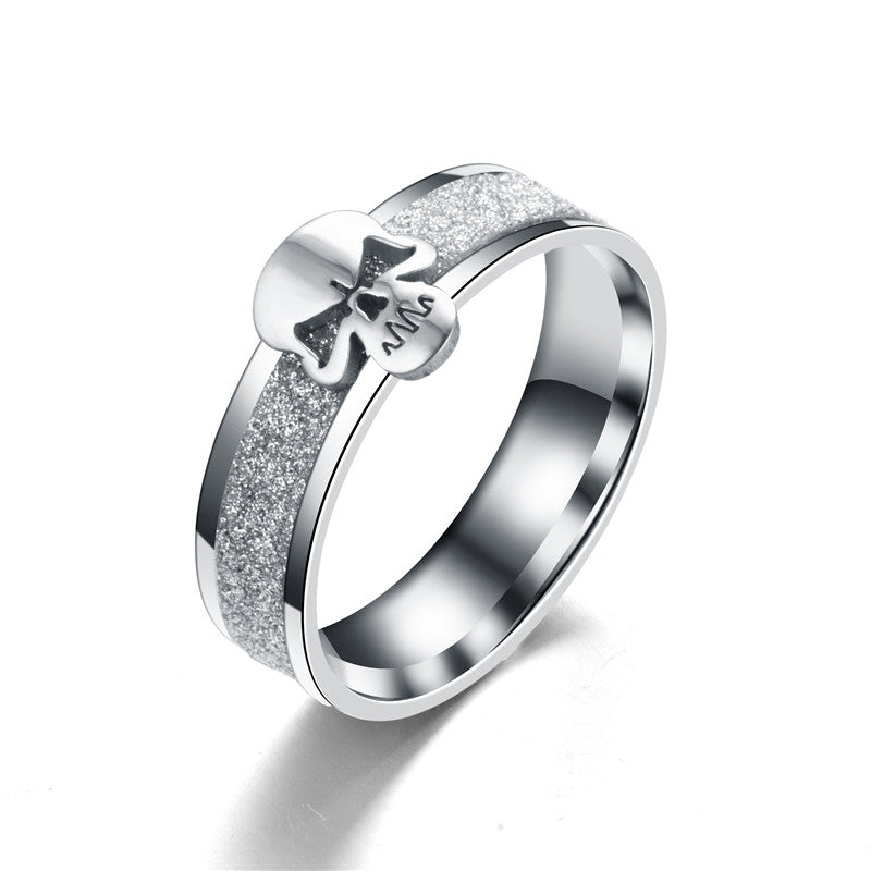 Stainless Steel 6mm Rhodium Plated Punk Dull Polish Cool Exaggerated Personality Ring