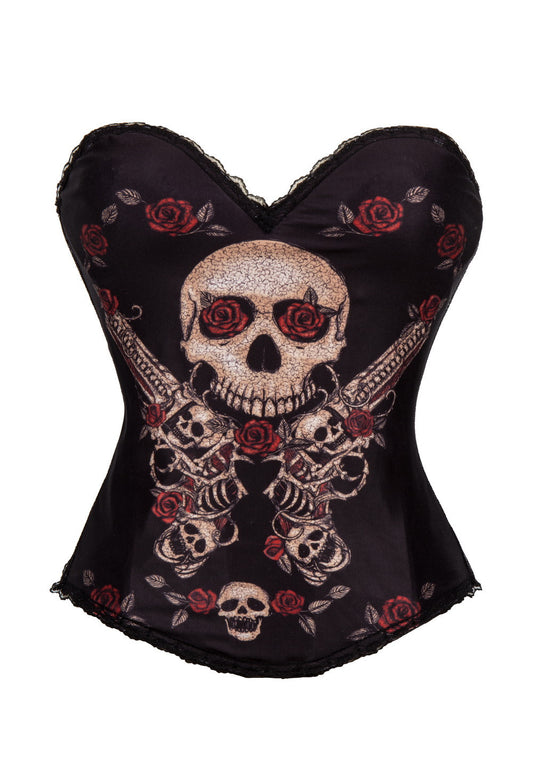 Women Halloween Witch Mexican Costume Punk Rock Overbust Bustier Corset