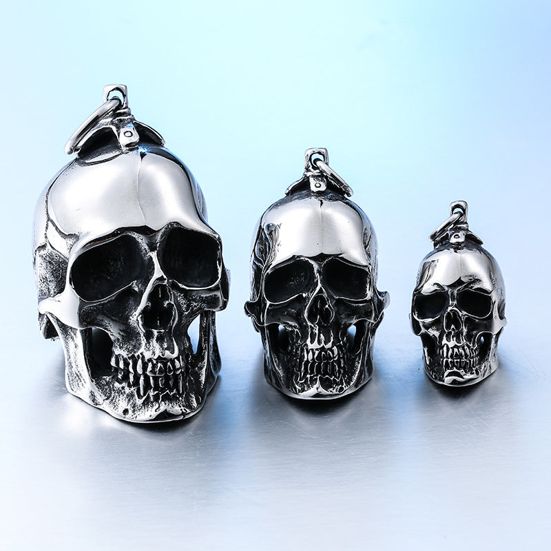 Large 3D Skull Pendant Necklace For Men 316L Stainless Steel  Biker Punk Vintage Jewelry Silver Color