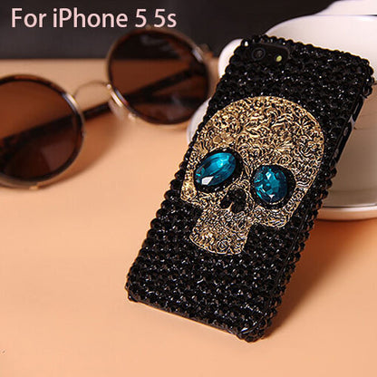 Cool 3D DIY Diamond Blue Eye Skull Phone Cases For iPhone 8 7 6 6s Plus 5 5s SE Case For Samsung galaxy S8 Plus S6 S7 edge Cover