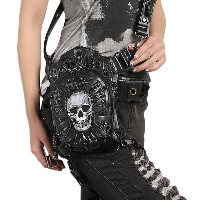 Fashion Motorcycle Women Messenger Bag Gothic Steampunk Retro Rock Crossbody Bag